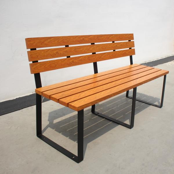 Street Furniture Metal Seating Bench Wood Grain Aluminum Commercial Long Garden Bench