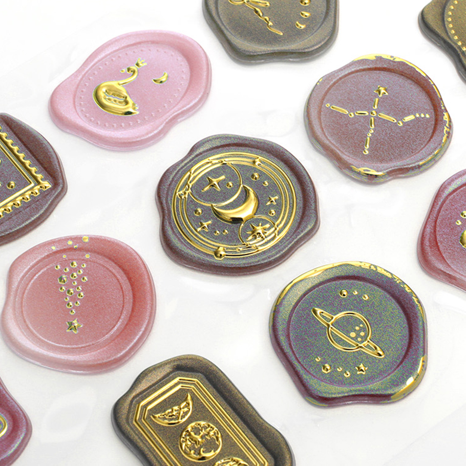 Embossed Wax Seal Stickers 3D Candy Stickers Glitter For Envelope Gift Box Journal