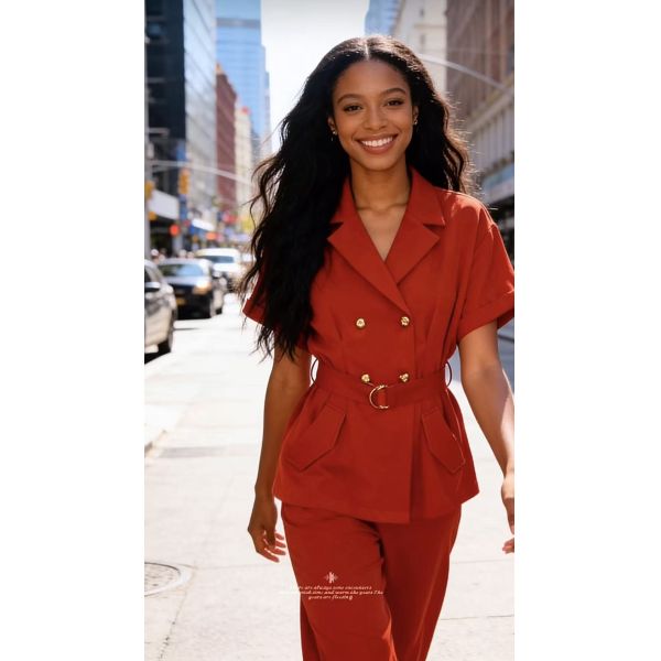 Sleeveless Blazer and Pants Set - Women's Suit Set for Professional Wear