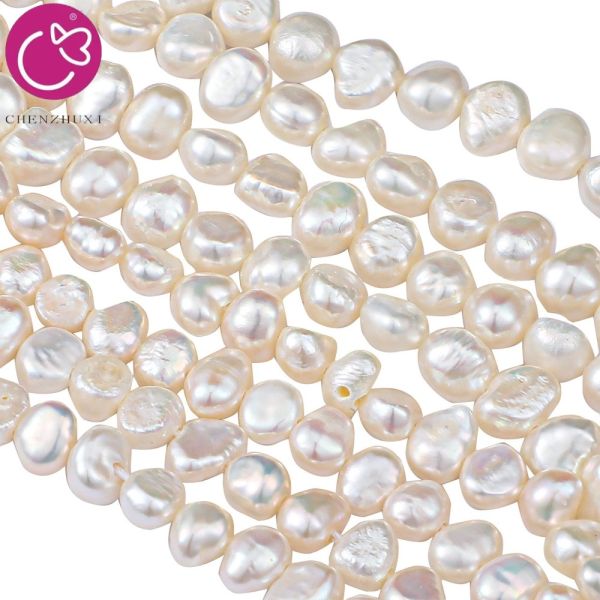 11-12mm Natural White Real Loose Freshwater Baroque Coin Pearl Beads Strand
