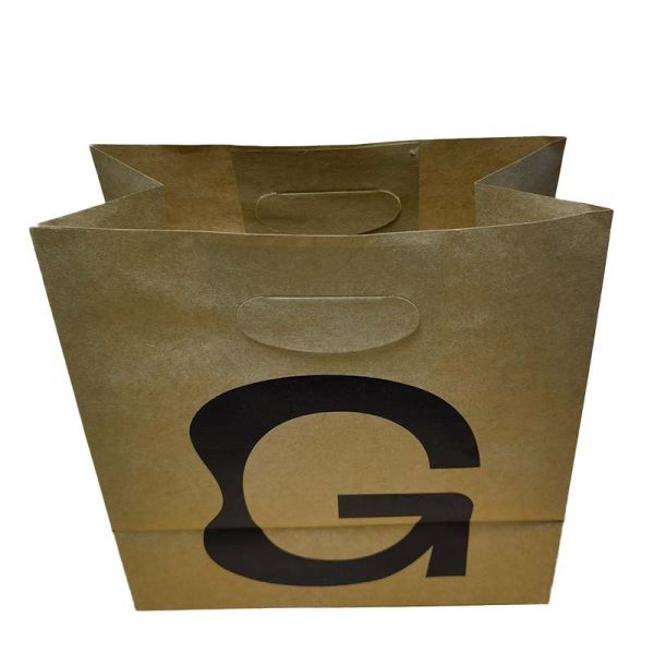 Die Cut Reinforced Kraft Paper Bags Custom Logo Print Eco Thick Packaging For Retail Brand Promotion