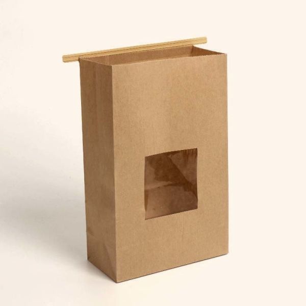 Kraft Paper Window Tin Tie Coffee Bags Stand Up Bakery Packaging Pouches For Coffee Beans Nuts Bread