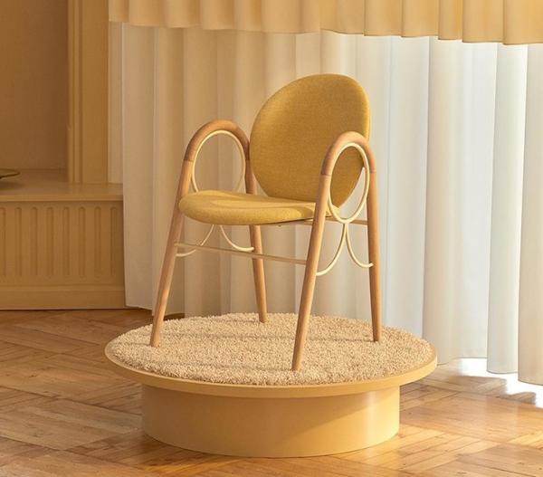 Customized Size Hotel Restaurant Furniture  Metal Solid Wood Fabric Dining Chair