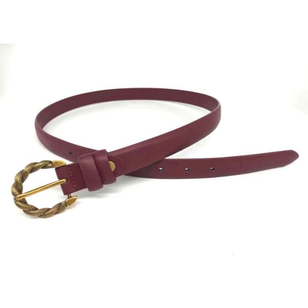 Vintage 130cm Womens Genuine Leather Belt With Gold Buckle