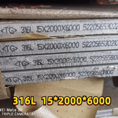 ASTM A240 TP316L AISI 316L Chapa de aço inoxidável SS316L Chapa 15*2000*6000MM Usada para uso marítimo