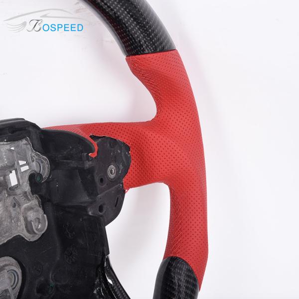 Red Stitch Leather Land Rover Steering Wheel Carbon Fiber 35cm ODM