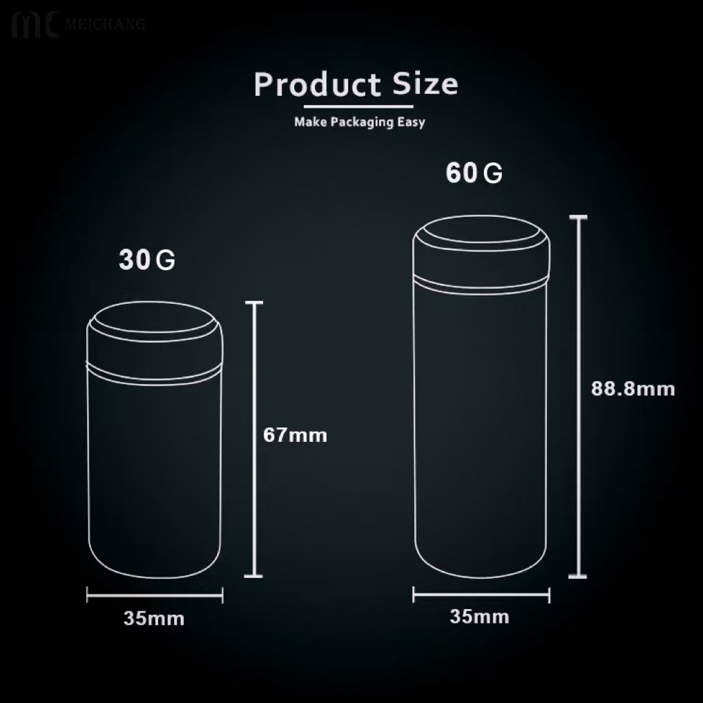 30g 60g HDPE Cosmetic Glitter Powder Bottle with Sifter Cap (MC-1512)