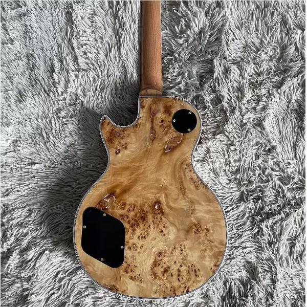 Custom Gibson Style Les Paul LP Electric Guitar Nature Burl Maple Top Mahogany Body Gold Hardware