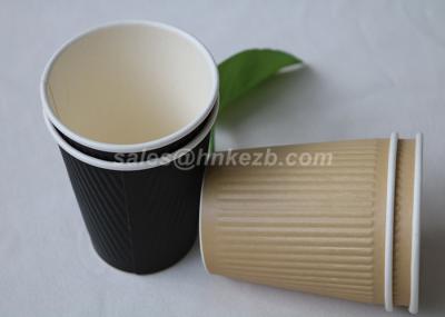 12oz Insulated Corrugated Paper Coffee Cups For Restaurants / Cafe Shop