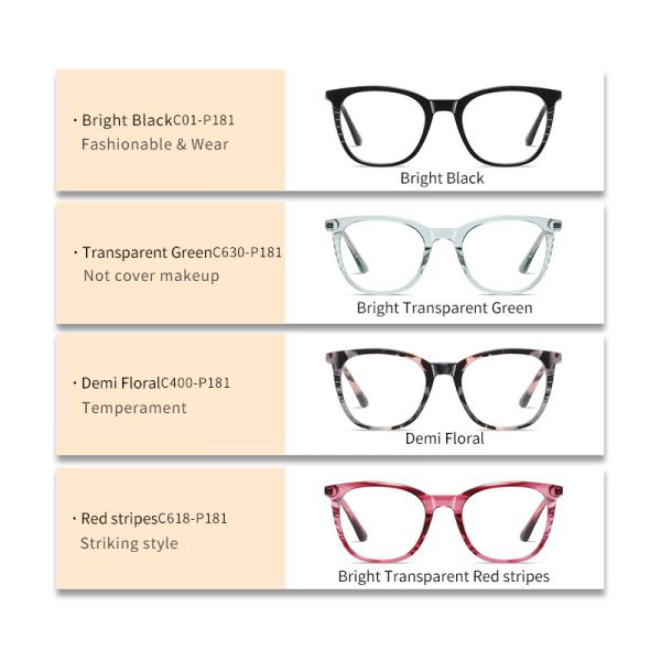 Handmade Acetate Metal Glasses Frame Unisex Square Anti Blue Light