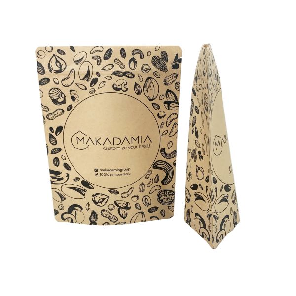 Packaging 100pcs Decorative Stand-up Paper Gift Bags Black Pattern on Brown Kraft Bags for Sales Treats Parties Cookies Gifts