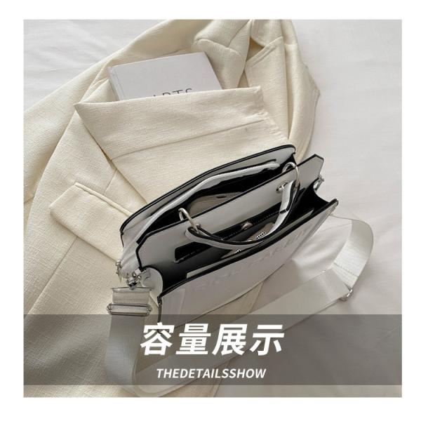 SIMPLE FASHION LETTER BAG WOMEN'S NEW INS COMMUTER HANDBAG SMALL SQUARE BAG SENIOR TEXTURE WIDE SHOULDER STRAP CROSSBODY