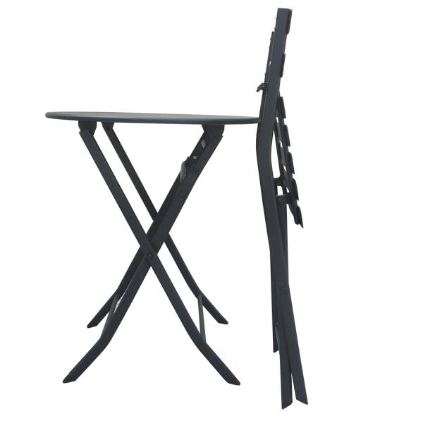 Wholesale Price Outdoor Furniture Iron Frame Folding Table and Chair Black Rust Prevention Fold Chairs and Round Table