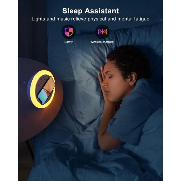 10W Wireless RGB Ambient Light Desktop Charger Multi Function Portable Wireless Speaker With Mobile Phone Holder