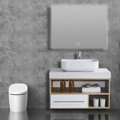 White Led Lighting Basin Cabinet Set Wall Mounted Solid wood