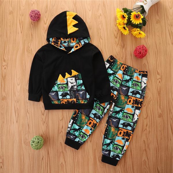 Spring Autumn Boys Casual Spring Children'S Clothing Dinosaur Printed Suit Hoodie