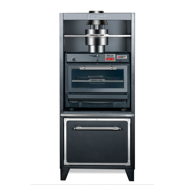 Commercial Spanish Iron BBQ Grill Double-deck Charcoal Oven with 304 Stainless Steel and Bottom Cabinet
