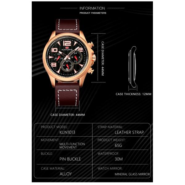 Leather Band Anolog Display 3 ATM Precision Quartz Watch