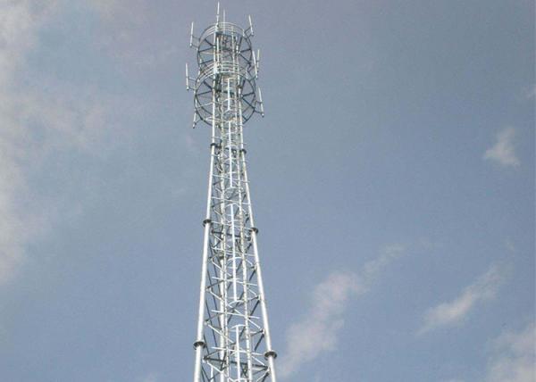 CO2 Shielded Arc Welding Hot-dip Galvanizing Tubular Steel Tower , Steel Lattice Antenna Tower With Bolts and Nuts