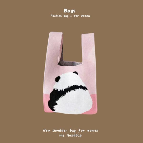 THE NEW INTERNET CELEBRITY HANDBAG KNITTING HAND KNITTING WOOL BUCKET BAG HAND CASUAL TOTE LUNCH BAG