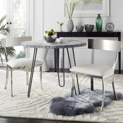 Factory price silver stackable dining chair stainless steel frame square back armless chair