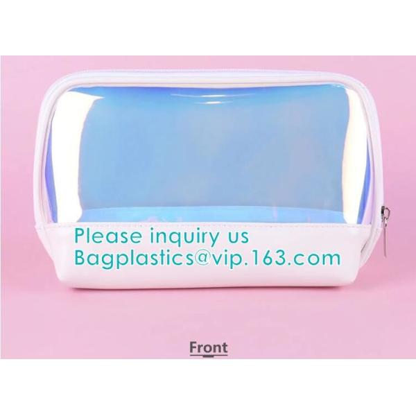 HOLOGRAPHIC MAKEUP BAG, PU TPU MATERIAL MAKEUP travel wash bag waterproof makeup bag cosmetic bags, ECO FIRENDLY PACKAGE