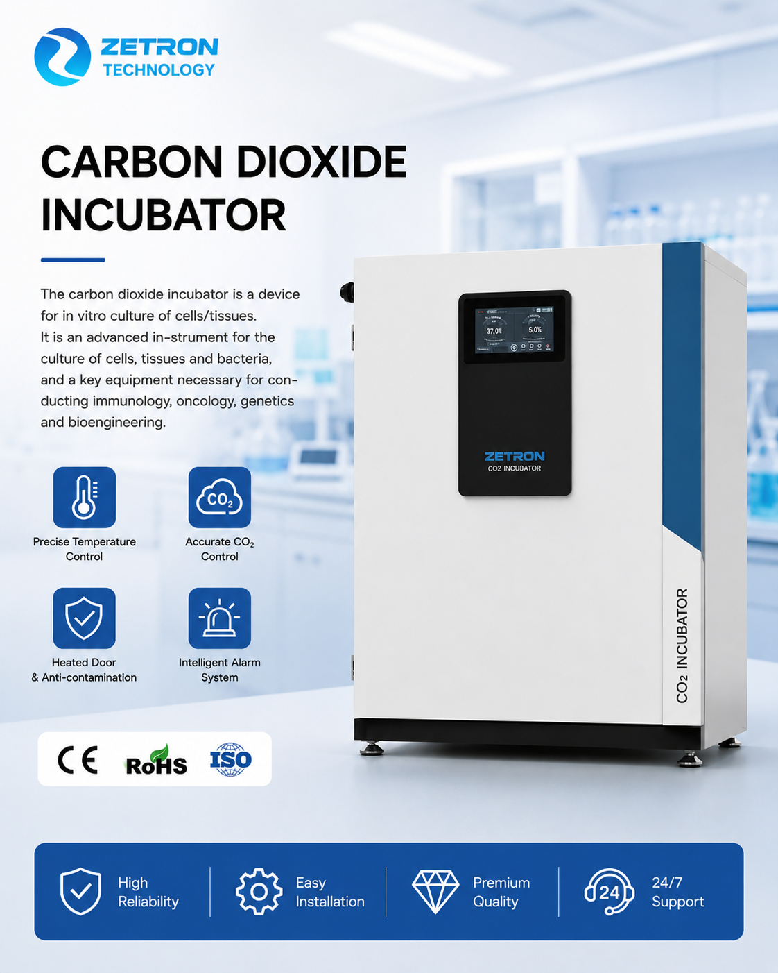 Carbon Dioxide Incubator for Microbiology and Cell Growth Studies RPC-195T