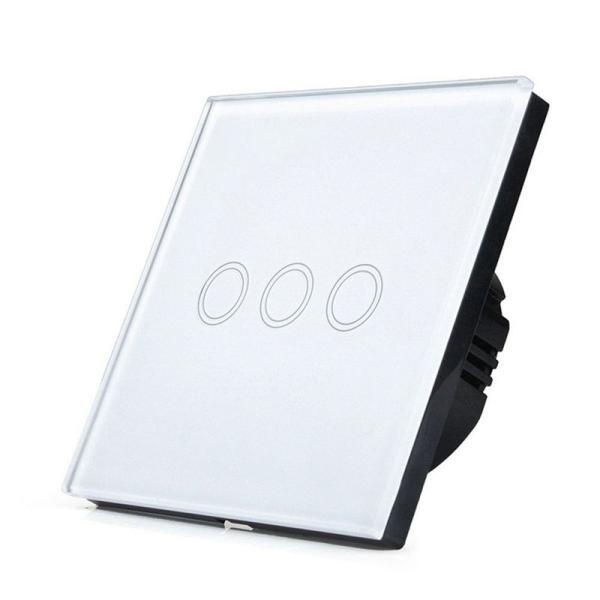 Wireless remote control switch, rf remote control Light switch 220V 1/2/3 Gang Smart Switch with Luxury Glass Panel