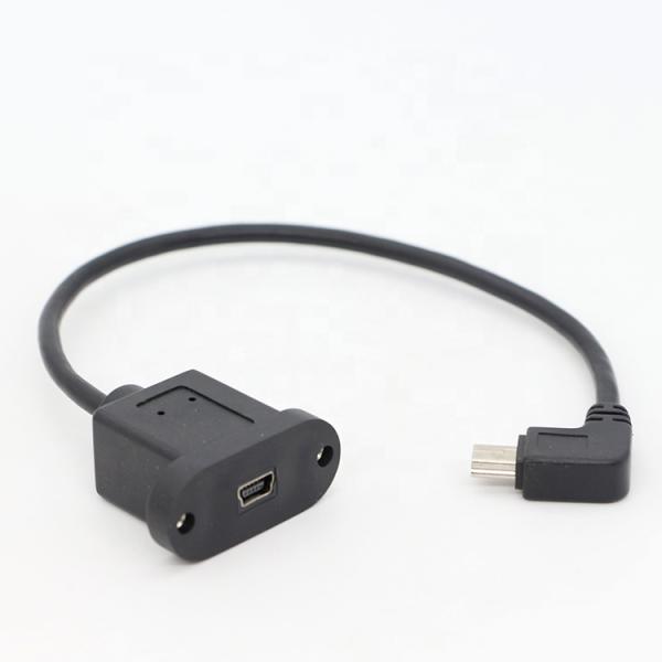 Cerradura de tornillo de 90 grados ángulo derecho de hombre a mujer Mini panel USB cable de extensión de montaje