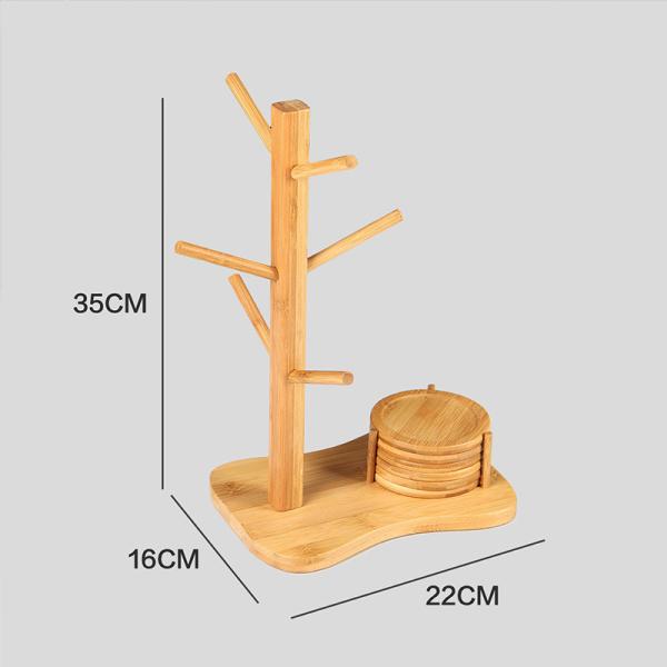 coffee cup glass cup bamboo hanger rack with mats
