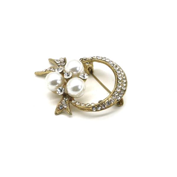Round women's bow tie brooch , Pearl And Diamond Brooch for Clothing