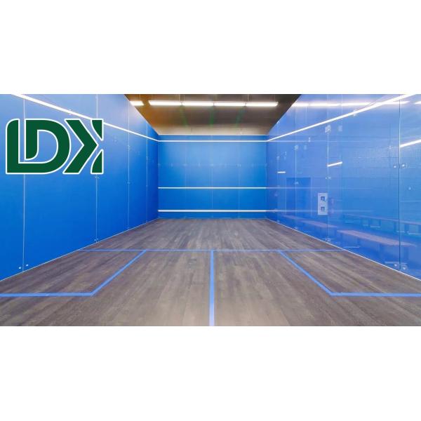Wooden Squash Court Customized Logo Tempered Glass