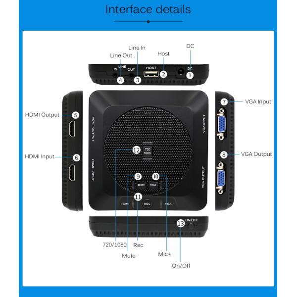 Мощный видеорегистратор Full HD 1080p с встроенным микрофоном