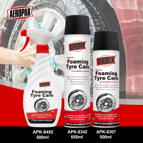Aeropak 500ml Tire Cleaner Spray & Foam-Shine Tire & Wheel Cleaner Plastic Bottle