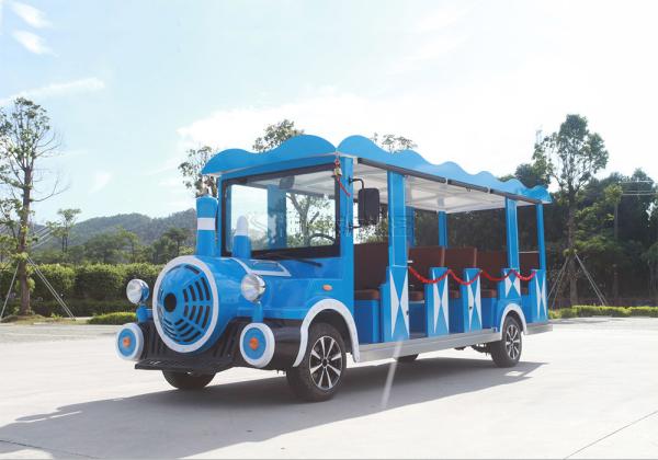 Blue Electric Sightseeing Car / Electric Shuttle Bus For Amusement Park