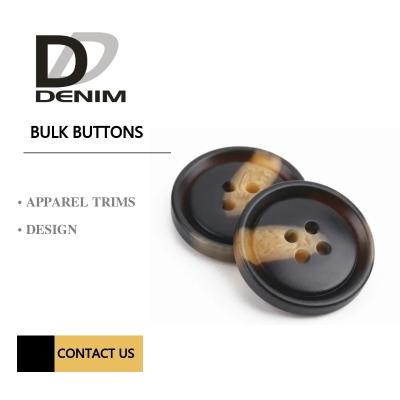 Four Holes Sleeve Buttons Brown & Black Color Plastic / Polyester
