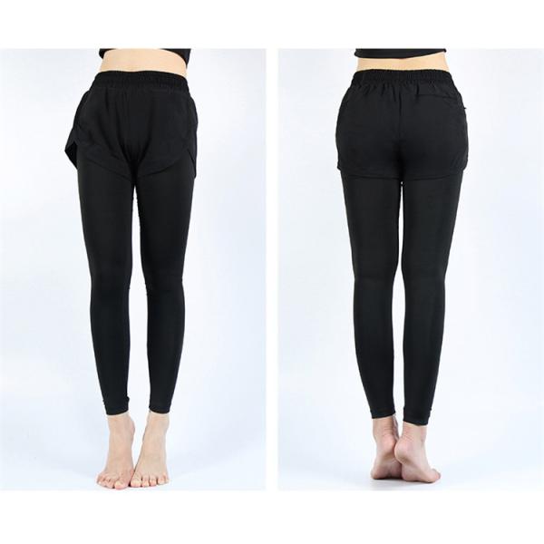Duas peças falsas Suor Calças de fitness Calças de perna para mulheres Calças de ioga