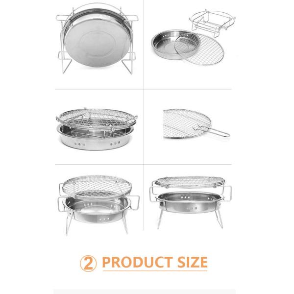 гриль угля барбекю нержавеющей стали 30x20cm вокруг мини складчатости