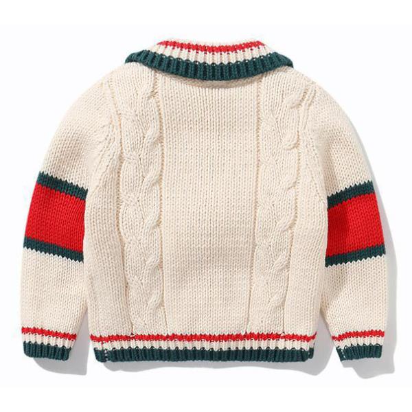 Children's Cable knitted Stripe heavy knitting kids sweater cardigan