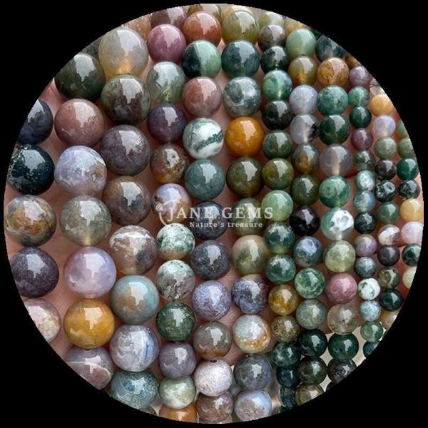 Round Shape Gemstone Beads Assorted Colors Indian Agate Unakite Crystal Healing Stone Loose Bead Strands  for Your Jewelry Making Needs