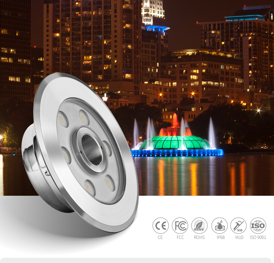 Света 6W IK10 фонтана цвета SMD3535 SS316L изменяя