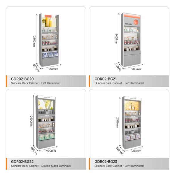Perfume Display Rack Grey Wooden Counter For Retail Shop Display Furniture And Branding Shop Table