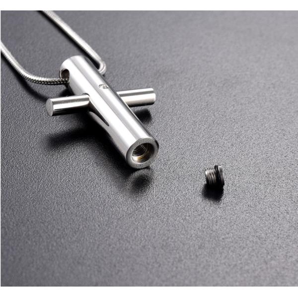 High Polished Cross Crystal Stainless Steel Cremation Pendant with Memorial Necklace