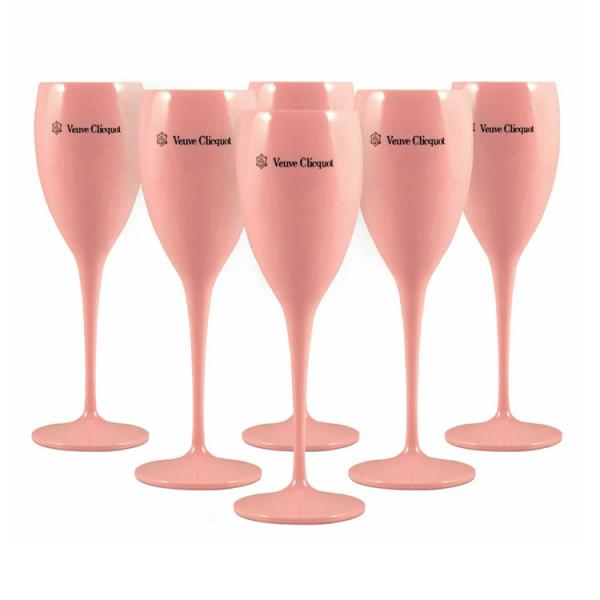 Veuve Clicquot Plastic Champagne Flute Glasses Acrylic Yellow Pink Champagne Flutes