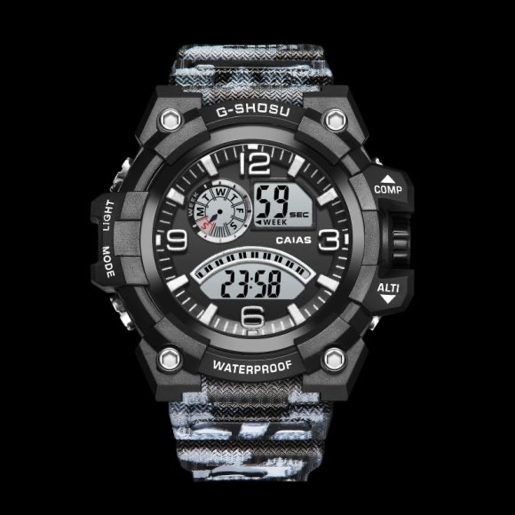 Мужские наружные спортивные часы Световая сигнализация Электронные часы Камуфляж Цифровые часы