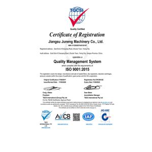 JUNENG MACHINERY (CHINA) CO., LTD. Certifications