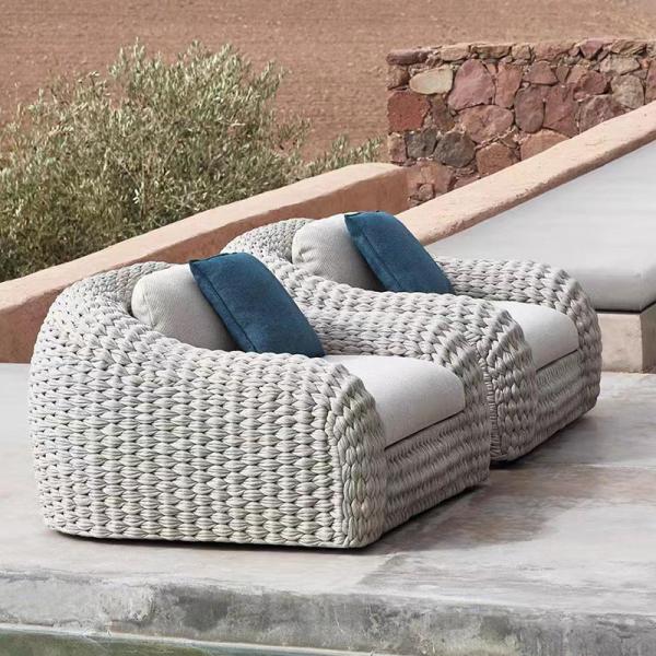 Backyard Patio Furniture Garden Set with Private Villa Garden Sofa in Rope Woven Design