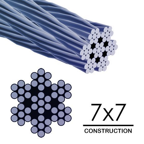T316 - 1/8Stainless Steel Cable (7x7 Strands) 7x19 Strands Construction SS Cable 3/16 T304 Stainless Steel Cable Wire Rope