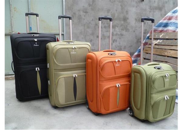 Two Tone Twill 600D Eva Carry On Travelling Trolley Luggage With 2 Big Wheels