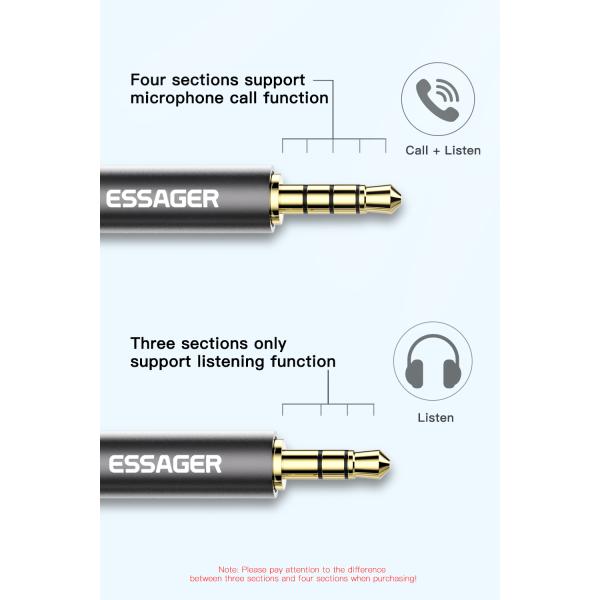 Essager 3.5mm Male to 3.5mm Female AUX Jack Headphone Audio Cables